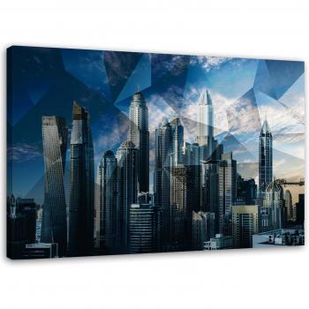 Arte en Lienzo: Ciudad Geométrica Azul 60x40