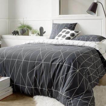 Copripiumone in cotone Shapes 240x220 cm Bianco/Nero Stampato SO'HOME