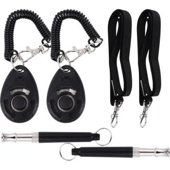 Set Silbato Ajustable para Perros con Clicker y Cordón