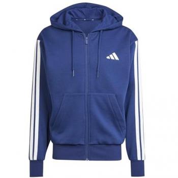 Adidas 3‑Stripe Fleece Hoodie (Dark Blue/White) – Men’s 2XL