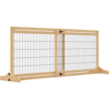 PawHut Hundegitter Tür 2er Set 104-183L x 36B x 69H cm aus Kiefernholz freistehend flexibel stabil Naturfarbe