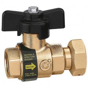 Válvula de Esfera e Retenção 1/2'' Fêmea x Porca 3/4'' Fêmea Ballstop Caleffi 333400