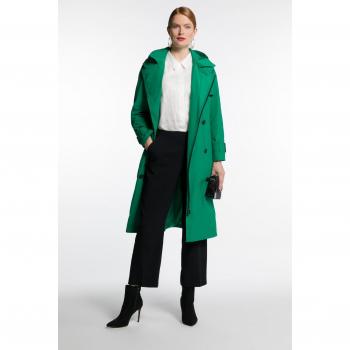 Plus Size Green Hooded Double Breasted Fully Lined Trench Coat for Women, Size 20/22, Polyester