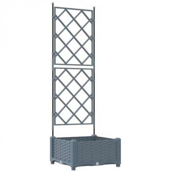 Jardineras con enrejado gris claro 3 unidades 40x40x125.5 cm