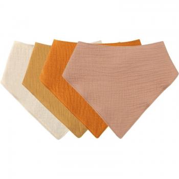 HUYU 4-Pack Baby Bibs - Muslin Cotton Triangle Scarf for Infants