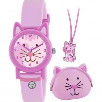 Tikkers Rose Gold GIRLS Watch Designer Style White Strap 3pc set ,rrp 29.99