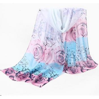 Bufanda Larga de Gasa con Estampado Floral