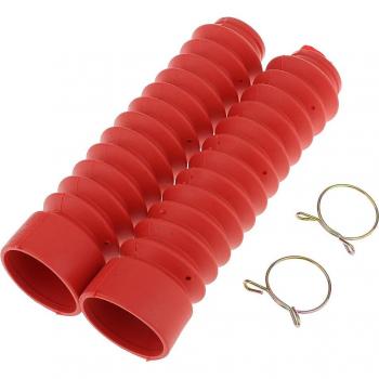 Red Motorcycle Front Fork Dust Shields with Rubber Material - 2 Units, 210x45x30mm