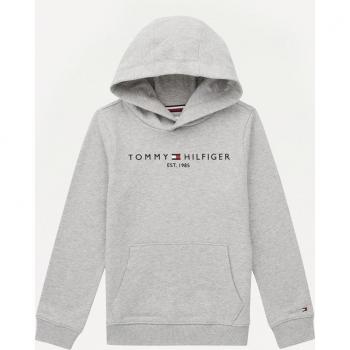 Sudadera Tommy Hilfiger Gris con Capucha y Logo Bordado