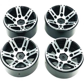 Juego de 4 Llantas Beadlock 1.9 para Coche Teledirigido Axial Scx10 Tamiya (Negro)