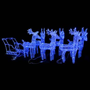 Reindeer and Sleigh Acrylic Christmas Decoration 320 LEDs by vidaXL