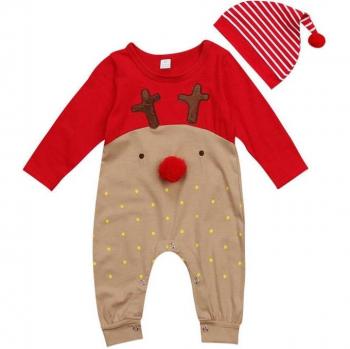 2Pcs Baby Boys Girls Christmas Deer Jumpsuit Set
