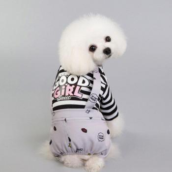 Puppy Striped Cotton Jumpsuit for Yorkshire and Chihuahua