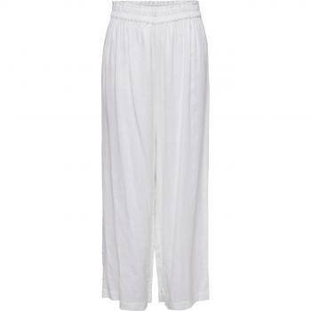 Pantalon large en lin mélangé - Blanc-Gris S femme