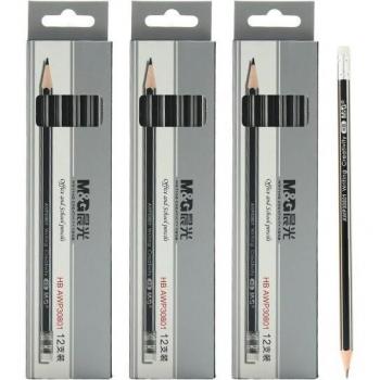 Crayons Graphite M&G Hexagonaux avec Gomme - HB Pré-affûtés - 120/60/36 pièces
