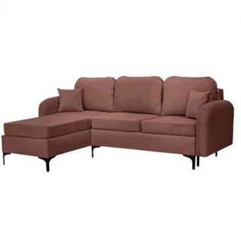 Sofá rinconero clovis a103, rosa, función de descanso, caja de ropa de cama, 225x172x96cm