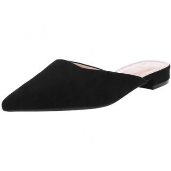 Ital Design Pantolette aus Wildlederimitat – Schwarze Damen‑Slipper mit Blockabsatz
