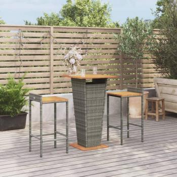 Vidaxl - 3 Piece Garden Bar Set Grey Poly Rattan & Solid Wood Acacia