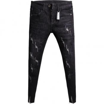 Pantalones de tubo ajustados con agujeros para hombres