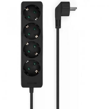 Aisens - Base Multiple 4 Tomas Sin Interruptor Con Cable 3X1.5Mm2, Bla