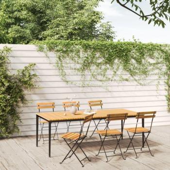 Chaises extérieures pliantes en acier et bois d’acacia – pack 6
