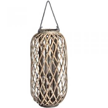 Elegant Large Wicker Lantern - Brown