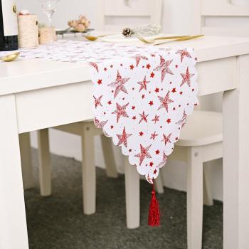 Gold Stamped White Table Runner for Banquet Party Decoration
