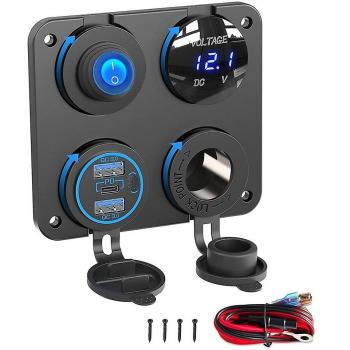 Cargador 12V Multifuncional Marine Boat RV con Panel de Salida y 4 USB