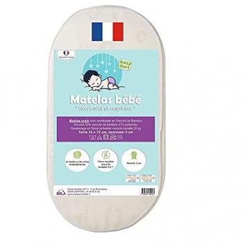 Matelas Ovale en Bambou 32x72 cm pour Couffin