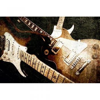 Premium Textil-Leinwand 120 x 80 cm Quer-Format Gitarrengruppe im Vintage-Style, Leinwanddruck von Renate Bleicher