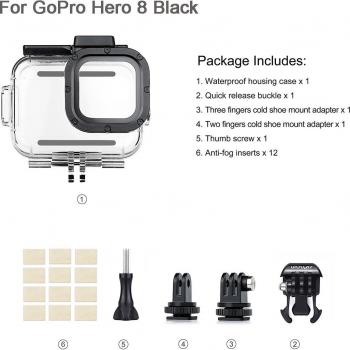 SOONSUN Waterproof Diving Case with Red Filter and Macro Lens for GoPro Hero 8, 9, and 10