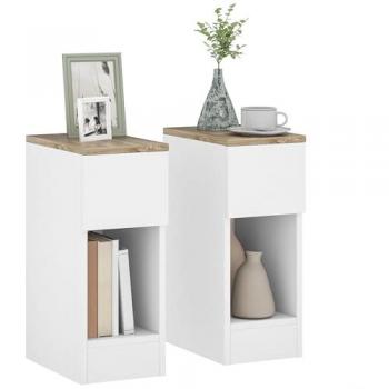 Bedside Tables Set of 2, Nightstands for Bedroom, Living Room, White