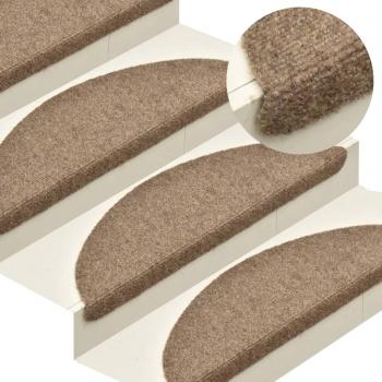Tapis d'Escalier Autocollants 15 pcs Crème 65x21x4 cm