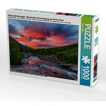 CALVENDO Puzzle Sehnsucht Norwegen - Sonnenuntergang am Svåne Fluss 1000 Teile