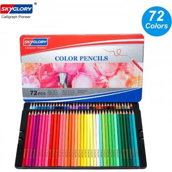 Tin Box of Pre-Sharpened Oil Colored Pencils - 12/72 Count for Drawing