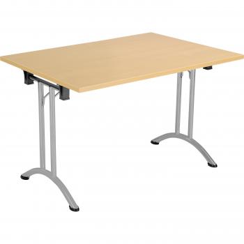 Tc One Union Folding Table 1200 x 800 Silver Frame Nova Oak Rectangular Top