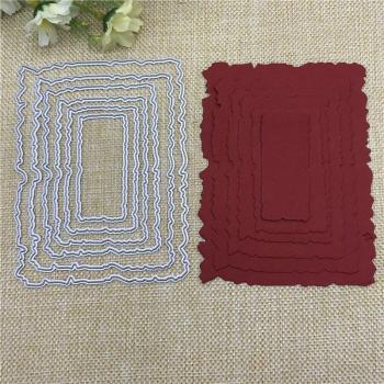 Cadre Rectangulaire Vintage Déchiré – Kit 6 pièces Métal Découpe