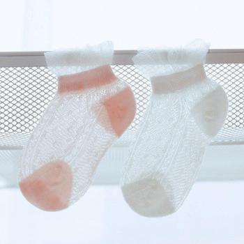 Calcetines finos de algodón para bebé, 2 pares, cómodos y transpirables con encaje, para bebés de 0 a 3 años