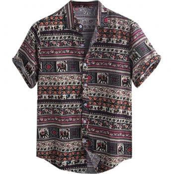 Blusa Casual de Verano Etnico 5XL Hombre
