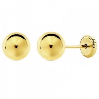 Pendientes oro 18k bola lisa 6mm mujer cierre tuerca