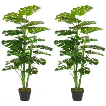 Filodendro Falso: Kit 2 Piante 60x60x120 cm in Plastica con Vasi Verde
