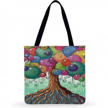 Ladies Shoulder Bag Watercolor Tree Tote
