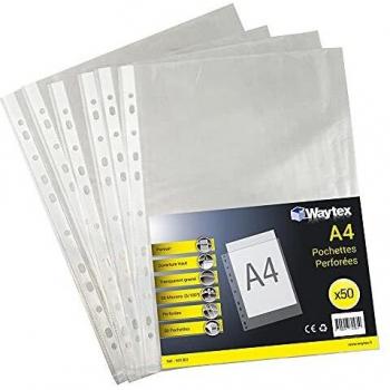 Chemises Perforées A4 Transparentes 50 microns - Lot de 50