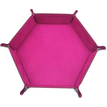 Plateau roulant en cuir à base hexagonale, support velours pour dés