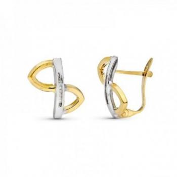 Inmaculada Romero Pendientes Oro Bicolor 18k Niña Primera Comunión 14mm Barra Vertical Circonitas Formas