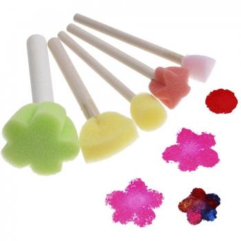 Kids' DIY Wooden Sponge Brush Set - 5pcs