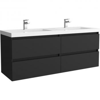 Salgar - Mueble de baño Bequia 140 cm Negro Mate con lavabo de porcelana