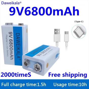 9V Lithium Rechargeable Battery 6800mAh Micro USB