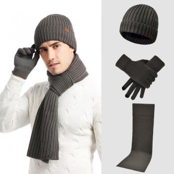 Kuschelige Baumwoll-Hütte: 3-teiliges Set aus Schal und Handschuhen