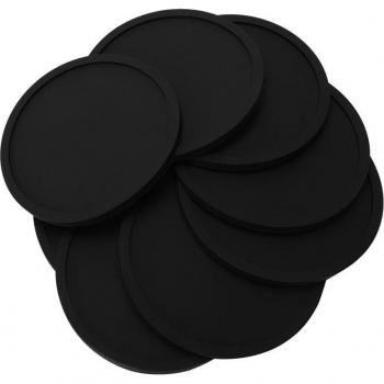 Black Silicone Drink Coasters Set of 8 Non-slip Round